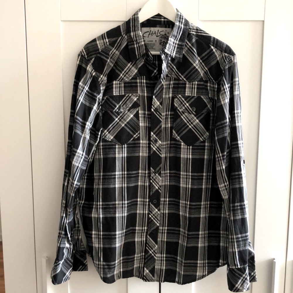Men Button Down Plaid Shirt